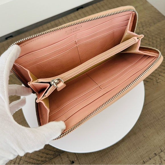 Jimmy Choo Star Studded Pink Leather Zip Around Wallet - Picture 12 of 15